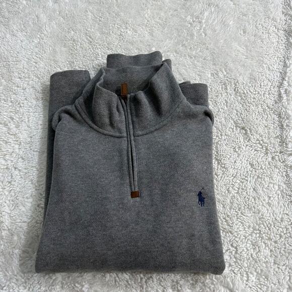 Polo Ralph Lauren Other - Polo Ralph Lauren Mens XL Quarter Zip Ribbed Sweater Gray Preppy Country Club